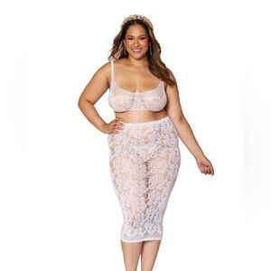 🦋B2G1🦋DREAMGIRL Seamless sheer lace bralette and slip skirt O/S QUEEN